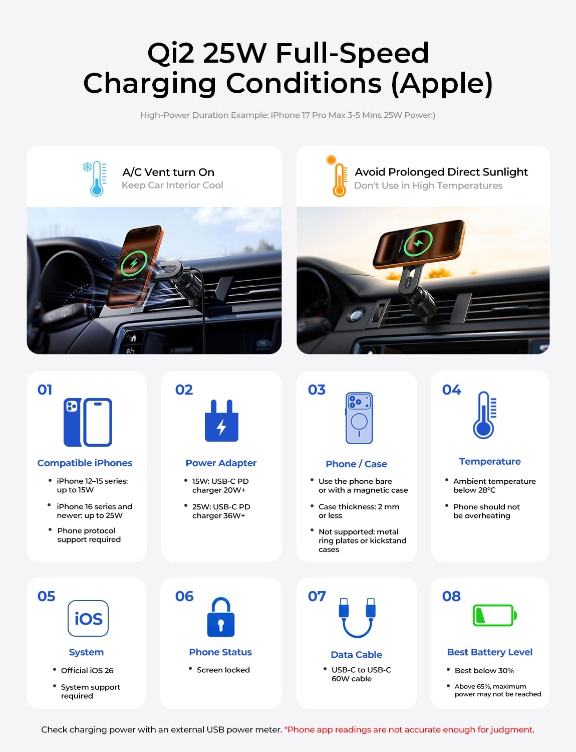 LISEN for Qi2.2 25W MagSafe Car Mount Charger for iPhone 18 Pro Max, Car Vent Magnetic Car Charger Stable Qi2 Wireless Charging Car Charger Mount Holder,Car Mount,Car Vent Mount for iPhone 18 17 16