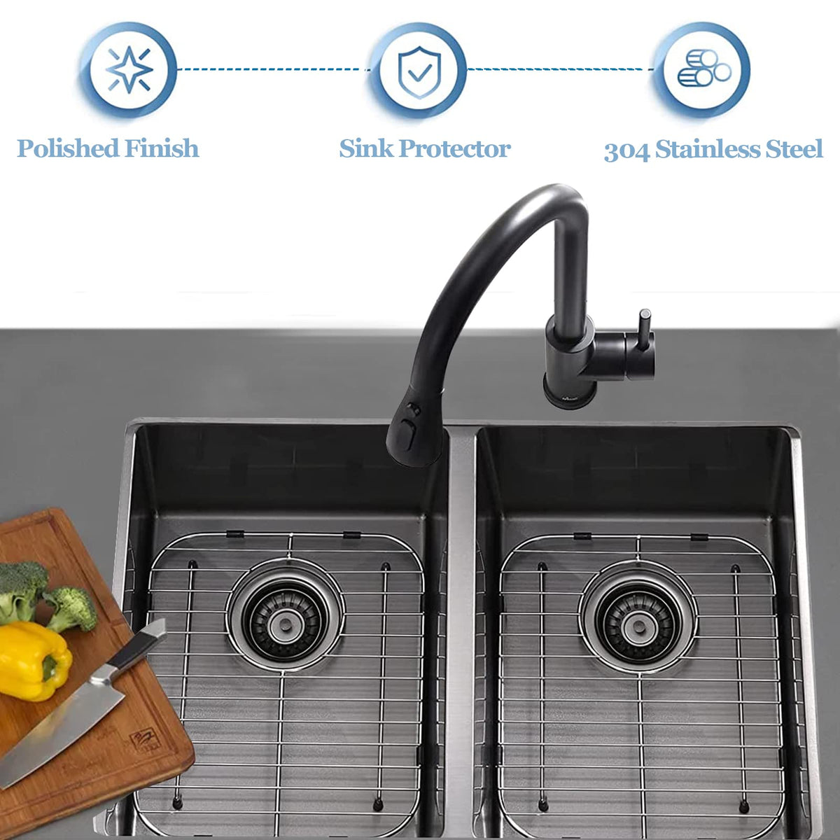 Orgneas Sink Protectors for Kitchen Sink Universal Double Bowl