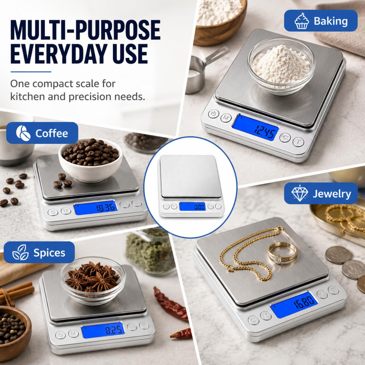 Food&Beyond Digital Gram Scale 500g x 0.01g Pocket Scale with Tare and PCS