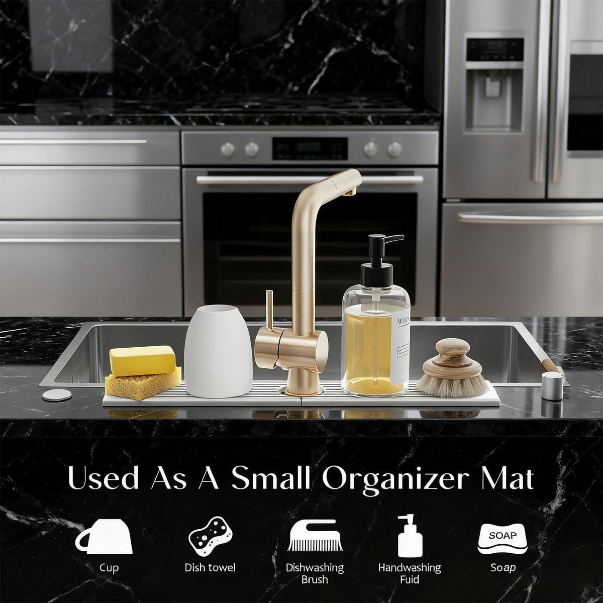 Stone Faucet Mat for Kitchen Sink, Diatomite Drying Stone Mat & Sink Protectors, Sink Water Splash Guard, Quick Dry Water Absorbing Non-Slip Stone Tray Prevent Moisture for Kitchen Bathroom Counter
