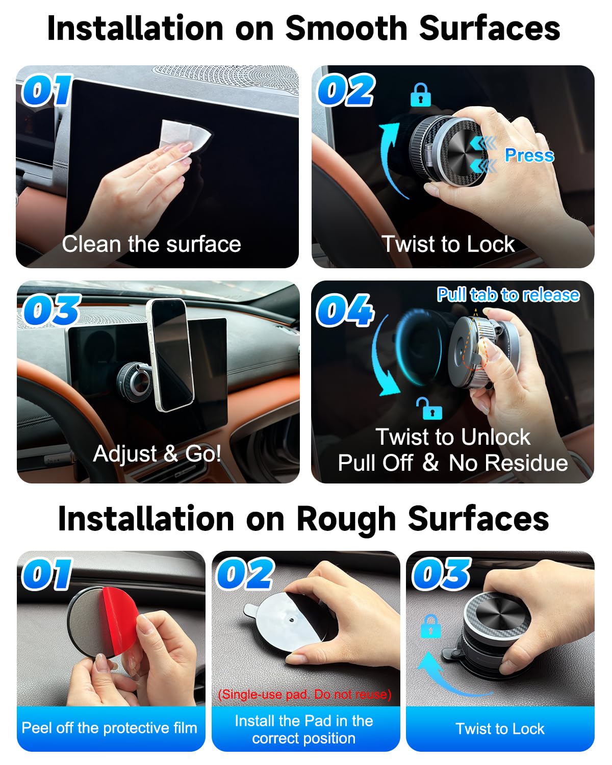 for Magsafe Car Mount Charger, 15W Fast Charging Magnetic Wireless Car Charger [120LBS Ultra Suction Cup & 3800gf Magnet] 780° Dashboard Vacuum Magnetic Phone Holder Car Bracket for iPhone & Android
