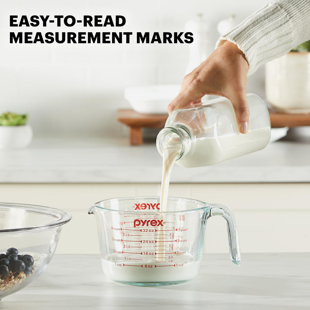 Pyrex Essentials (3-Pack) Glass Measuring Cups Set (1, 2 & 4 Cup)