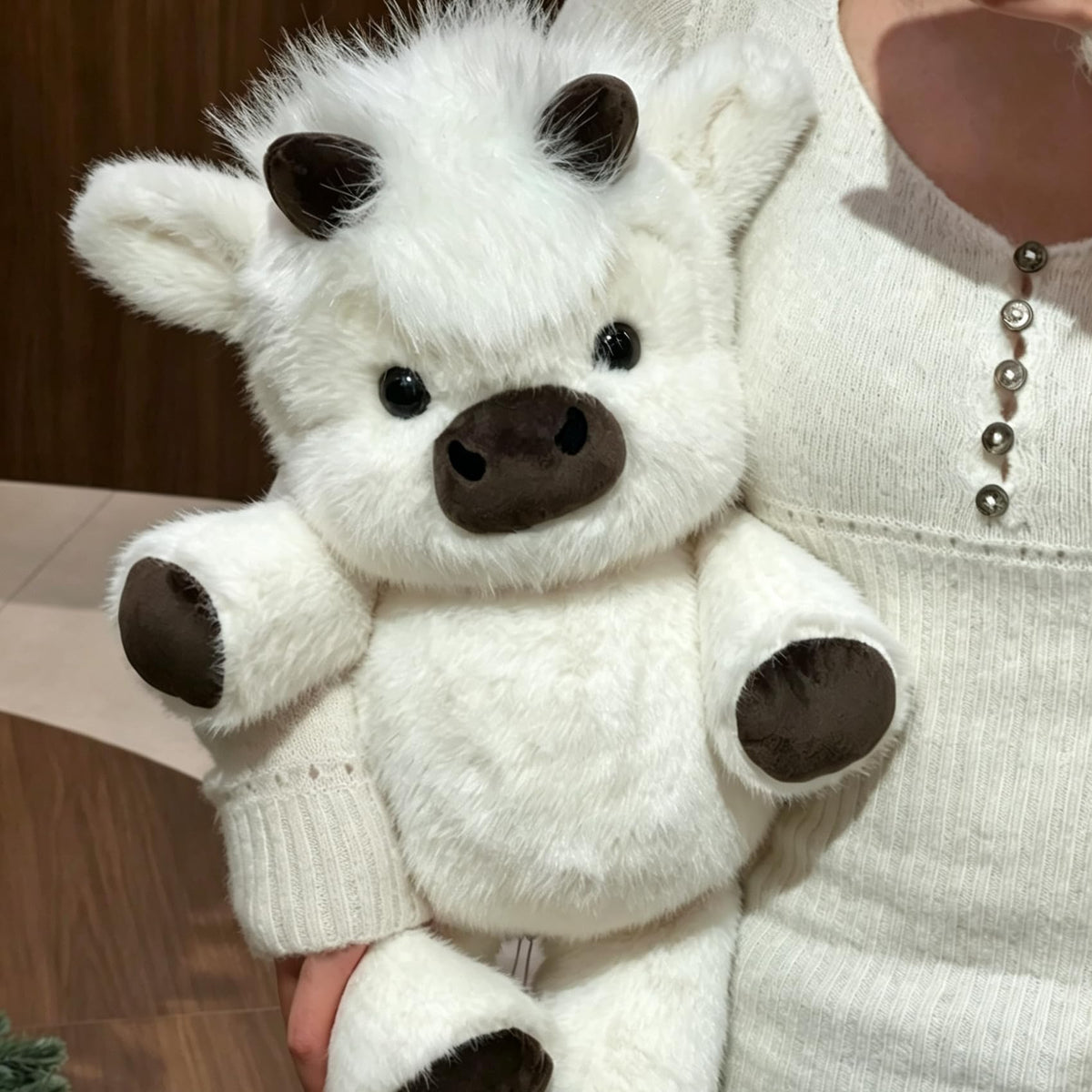 Running Plushies Highland Cow, 16.5"Adorable Stuffed Animals Gifts, White