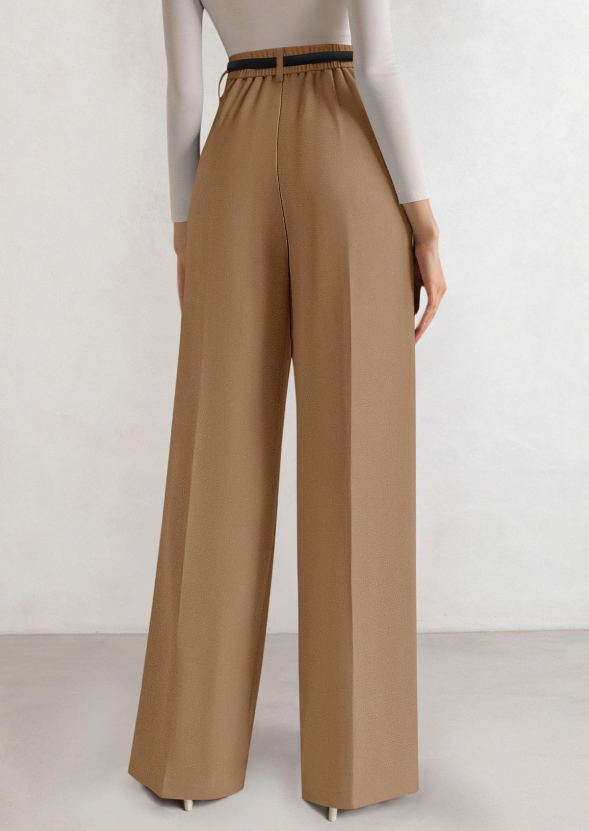 PRETTYGARDEN Women's Tailored Wide Leg Work Dress Pants,Khaki,L