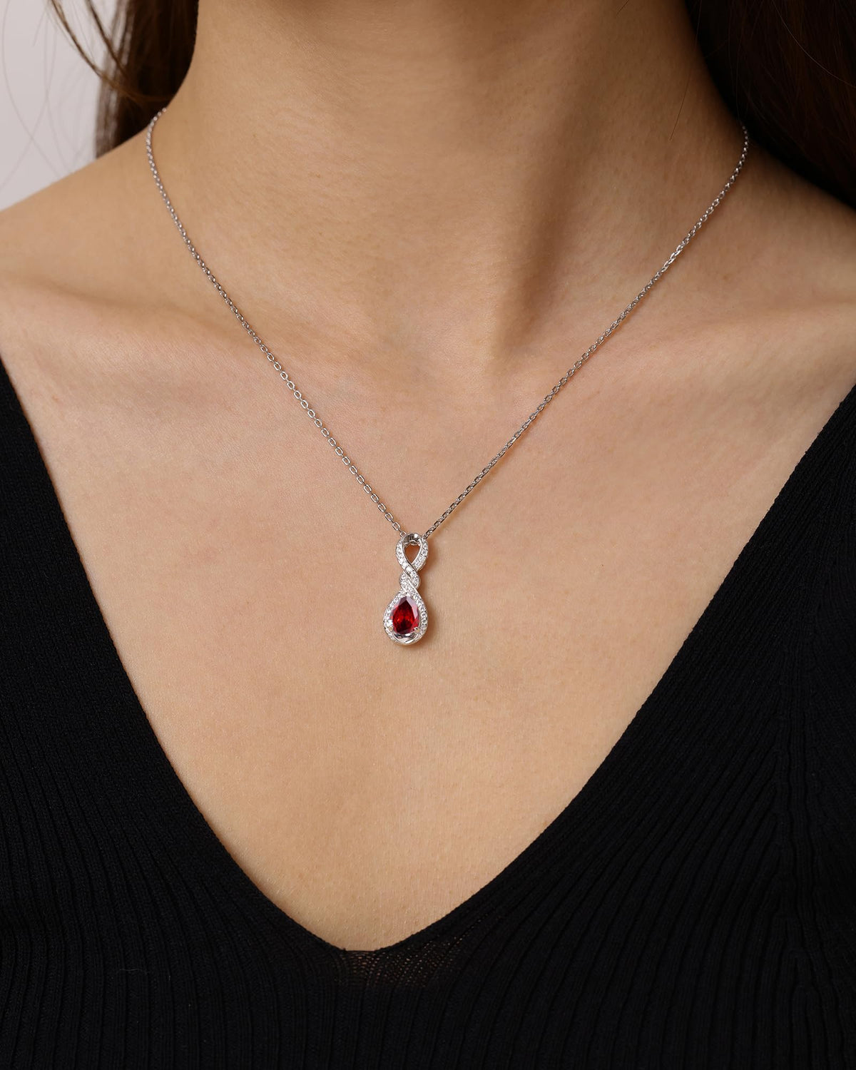 FANCIME Garnet Necklace For Women January Birthstone Jewelry