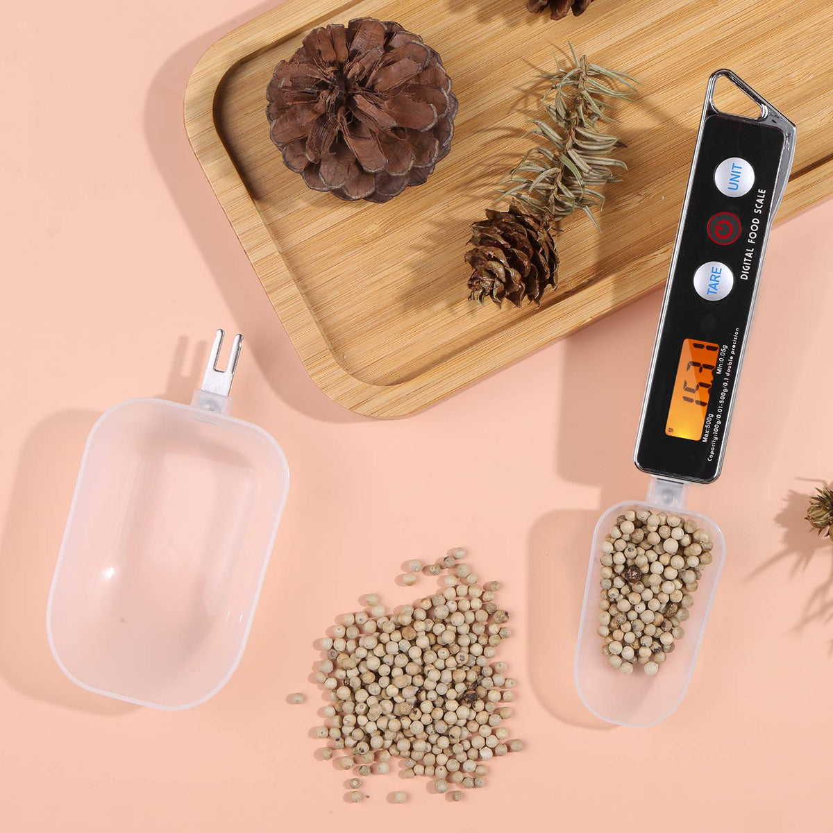 ERYUE Spoon Scale, Digital Spoon Scale Electronic Measuring Spoon Scale Household Kitchen Spoon Scale Food Scale with Tare Function Capacity 0.05g to 500g Support Unit g/oz/gn/ct/