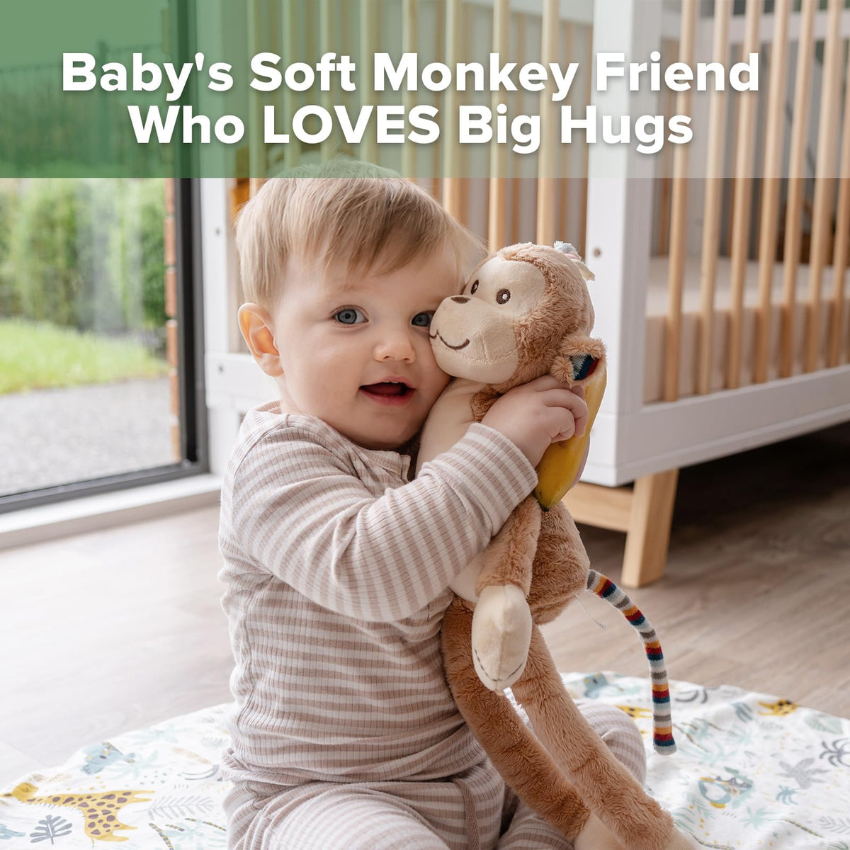 haakaa Monkey Plush Toy, Soft Cuddly Stuffed Animal Monkey Plushie with Long Limbs, Huggable Comfort Companion, Classic Gift for Kids & Adults