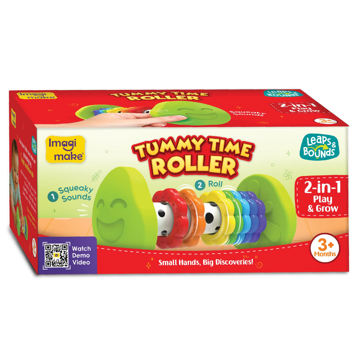 Imagimake Leaps & Bounds - Tummy Time Roller, Sensory Toy, Ages 3 Months+