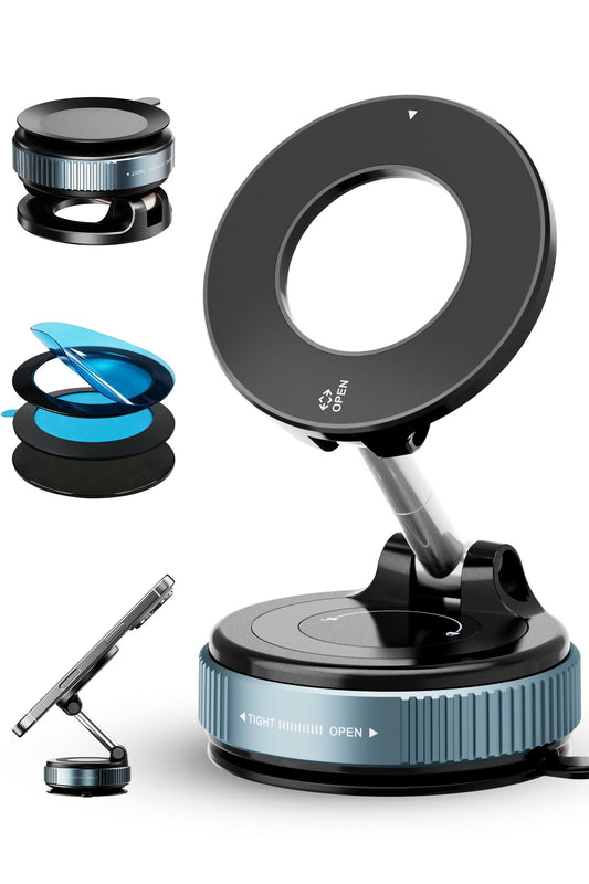 IKG Magnetic Phone Holder for Car, Vacuum Suction Car Mount for iPhone