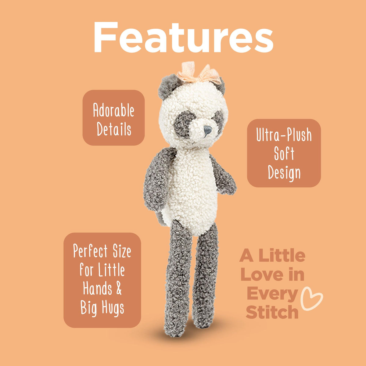 Stephen Joseph, Stuffed Animal Toy 11 inches, Small Super Soft Plush Doll, Toys for Baby, Toddler, Kids, Poppy Panda