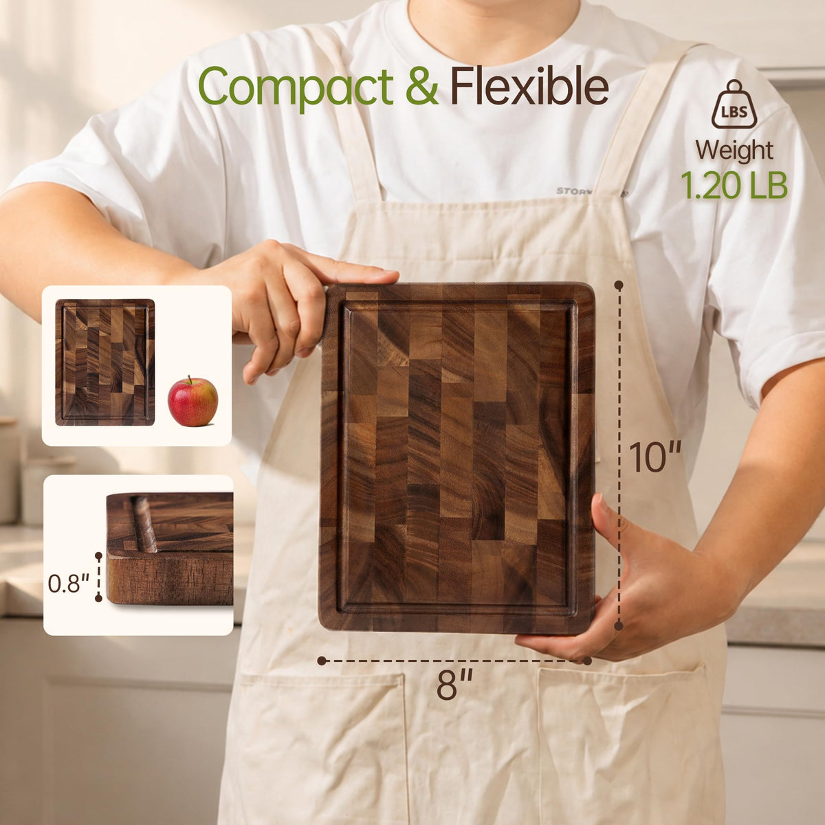 Small Wooden Cutting Board, Mini Walnut Cutting Board for Kitchen