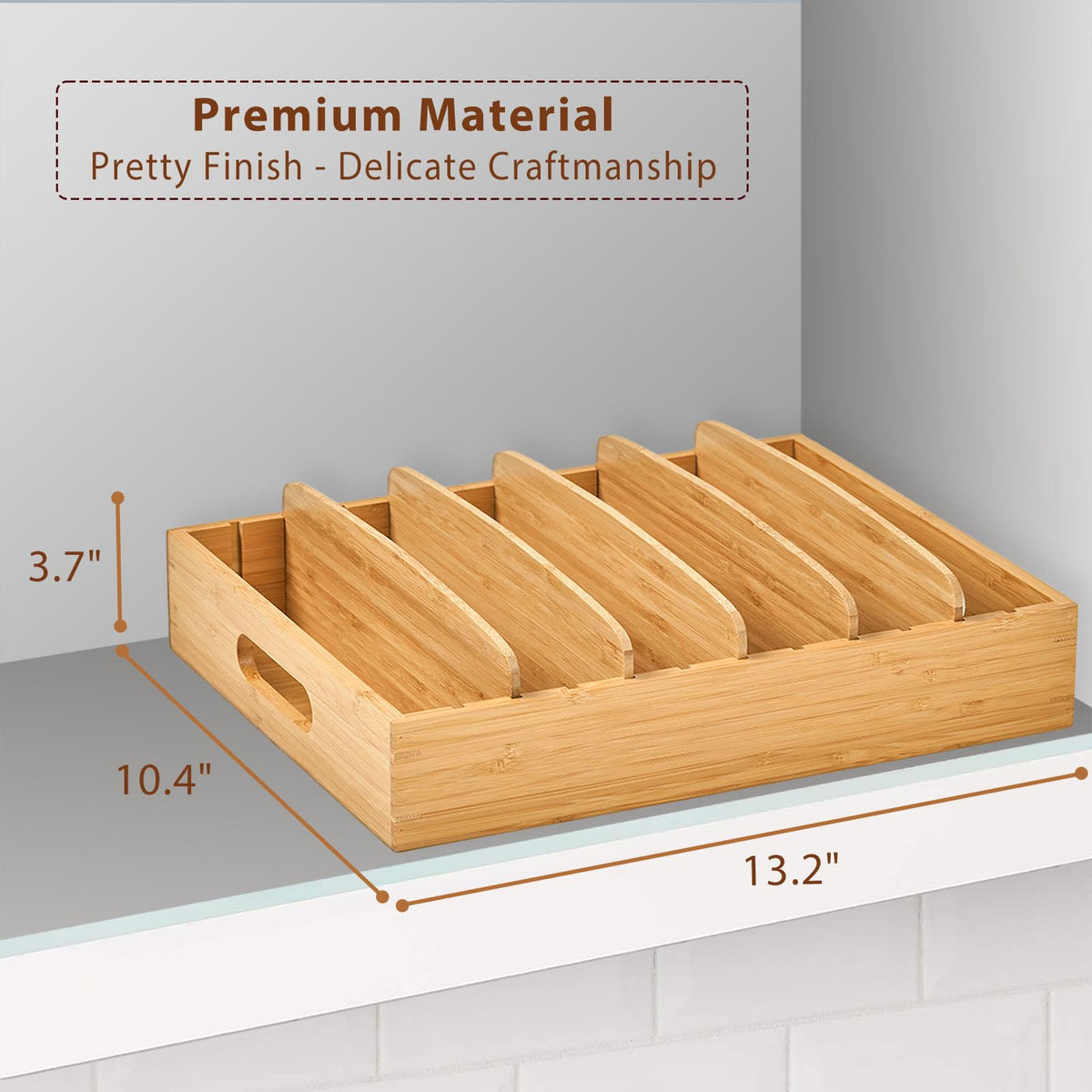 Umilife Large Bamboo Food Container Lid Organizer for Kitchen Cabinet