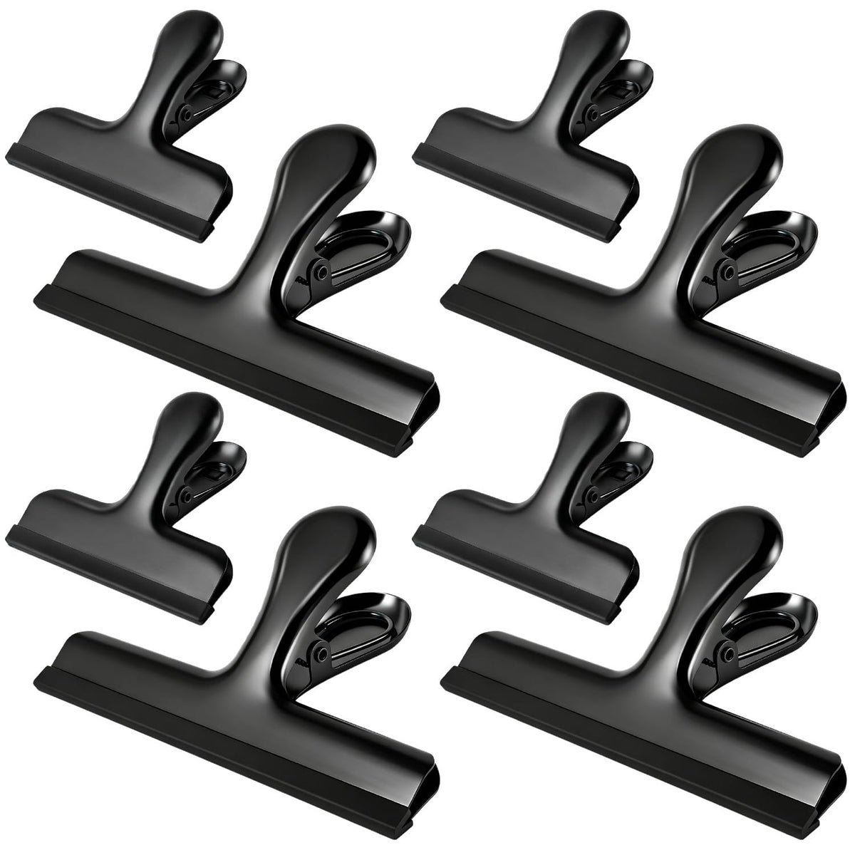 Chip Bag Clips, 8 Pack Heavy Duty Black Stainless Steel Food Sealer Clips with Silicone Cover, Strong Grip for Snacks, Food Storage, Kitchen & Pantry Organization (4 Large + 4 Small)