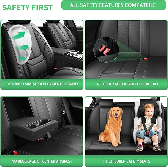 Fit Passport Car Seat Covers for Honda Passport 2019-2025 2026 -Upgraded Premium Waterproof & Breathable Leather,Airbag Compatible,All-Weather Seat Cushion Protector,Full Set,Black