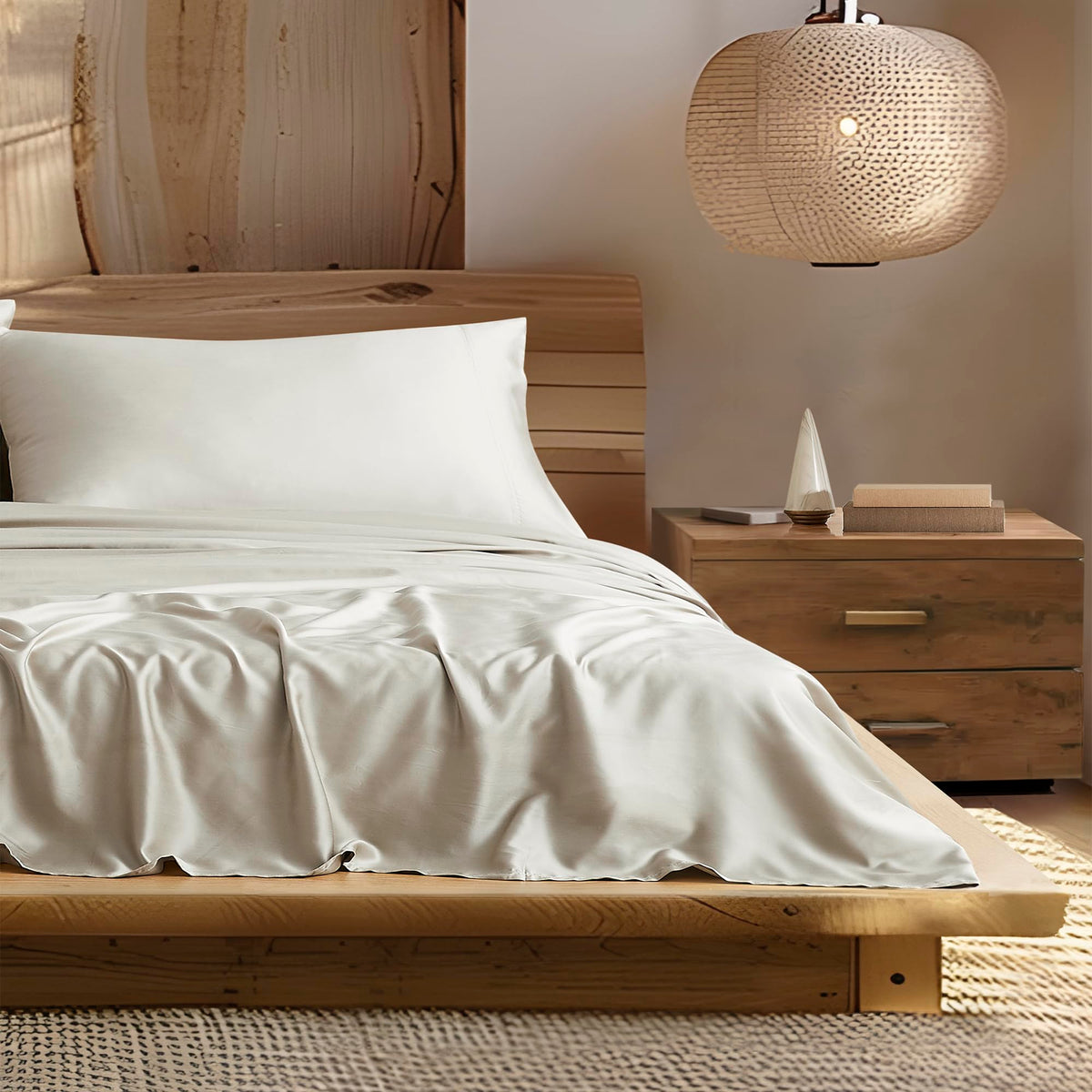 Linen Closet 500 Threadcount Tencel Lyocell 4-Piece Sheet Set, Queen, Tan