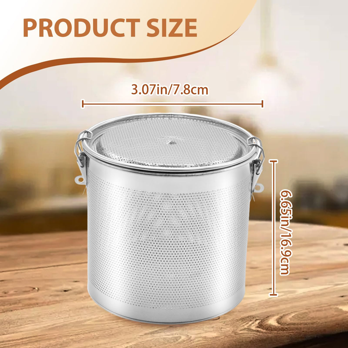 MDEOOSKY Extra Large Tea Infuser with Threaded Lid & Chain Hook, 7.09"L x 7.09"W x 6.89"H Extra Fine Mesh Tea Strainers for Loose Leaf Tea,Cooking,Herbs,Iced Tea & Soup, Stainless Steel, 18x18x17.5cm