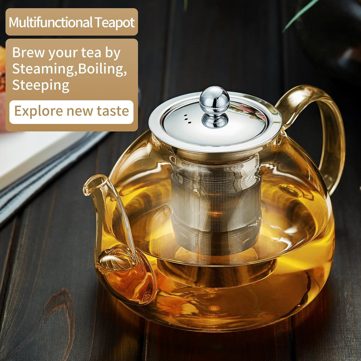 DOPUDO Glass Teapot with Infuser, 40 oz Borosilicate Tea Kettle