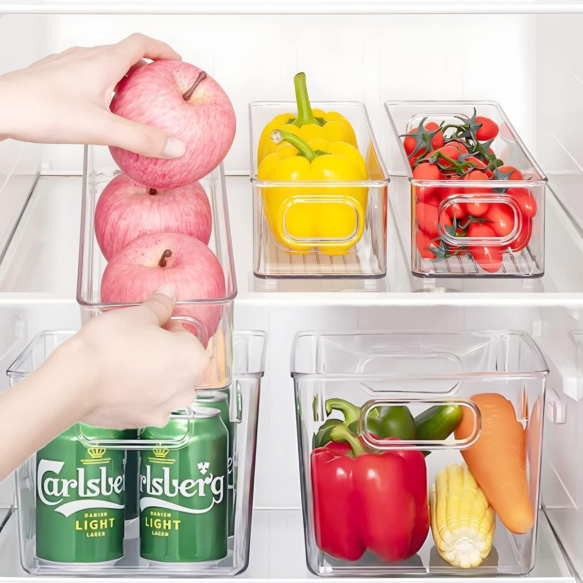 SKTWEEWKTS Set of 8 pantry organizers and storage, Clear Plastic Storage Bins for Kitchen Organization, Freezer Storage, Home Edit Containers