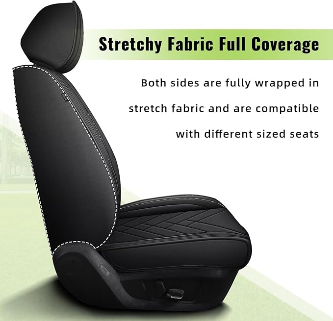 AOMSAZTO Car Seat Covers Fit for Kia Sportage 2009-2025 2026 Premium Front Seat Covers Waterproof Leather Automotive Seat Covers Compatible with Airbag (2 Seats,Black)
