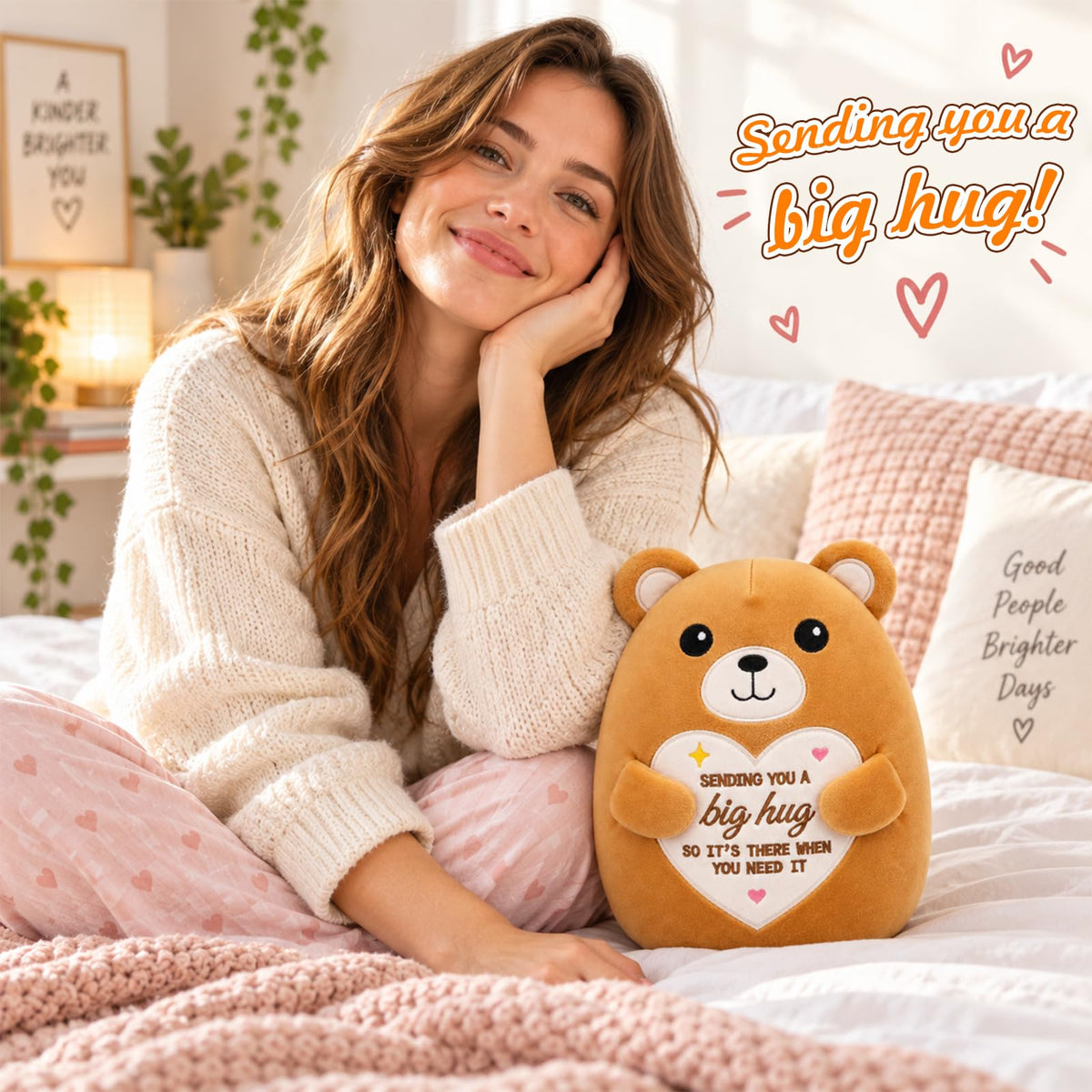 LSYDCARM Big Hug Teddy Bear Stuffed Animal, 8 Inch Emotional Support Plush