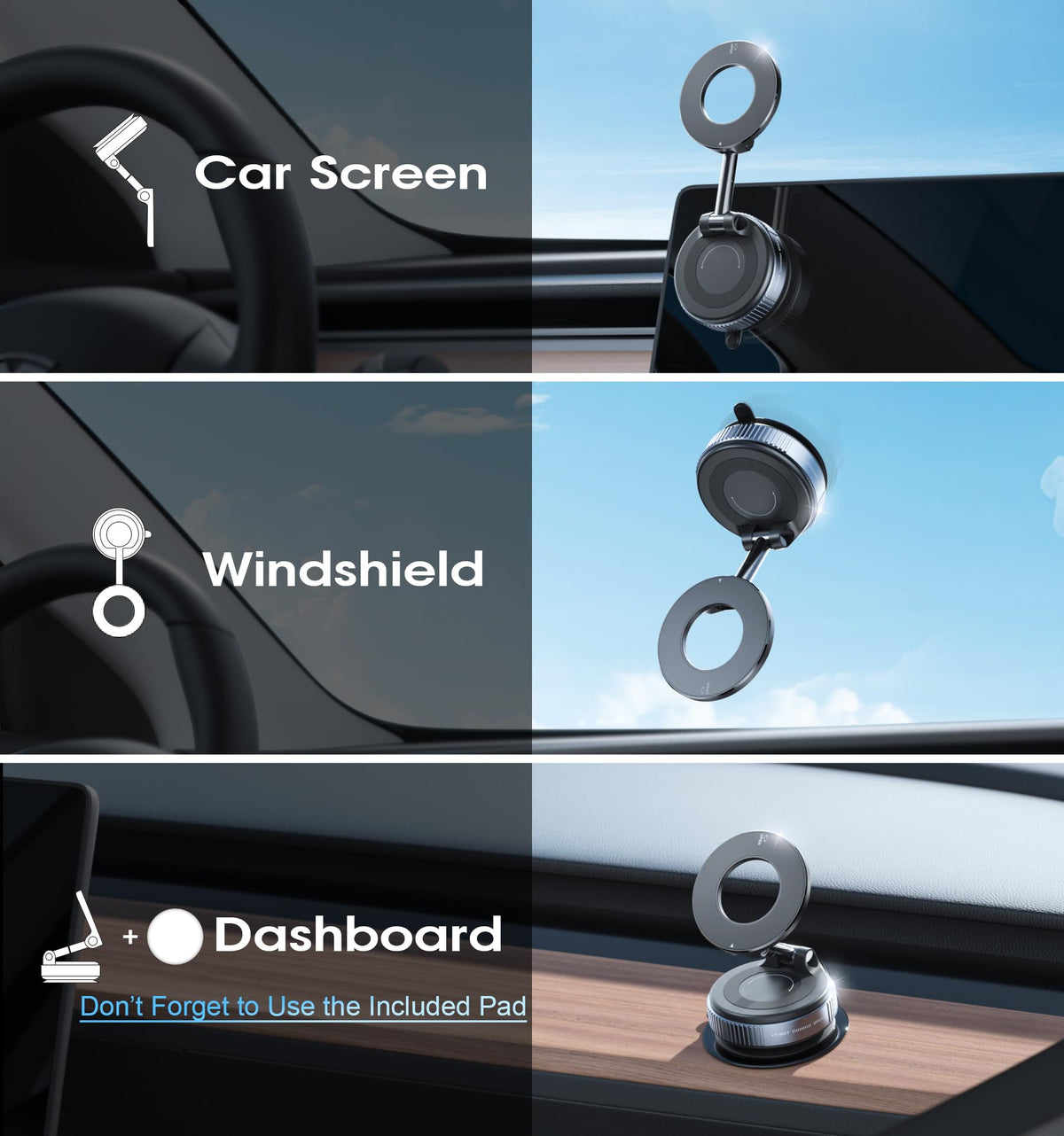 REOKILY 2026 Upgraded Vacuum Magnetic Car Phone Holder 360° Reinforced 96LBS Ultra Suction Cup Phone Mount for MagSafe Cell Phone Holders for Your Car/Gym/Mirror Mount for iPhone & Android