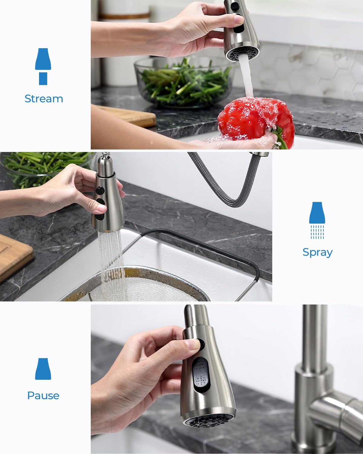 VFAUOSIT Kitchen Faucet with Pull Down Sprayer, Modern Bar Sink Faucet