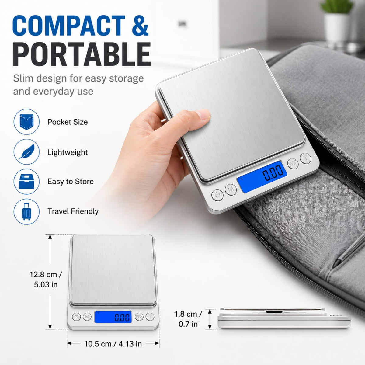 Food&Beyond Digital Gram Scale 500g x 0.01g Pocket Scale with Tare and PCS