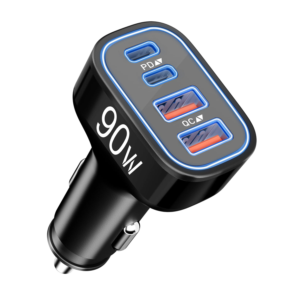 USB C Car Charger, 4-Port 90W Type C Super Fast Cigarette Lighter Adapter