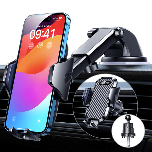 VANMASS Car Phone Holder 2026 Ultimate Military-Grade Strongest Suction & Clip Windshield Dashboard【Newest Best Strongest】 Cell Phone Automotive Dash Gauge Accents for iPhone 18 Pro Max 17 16 15 14