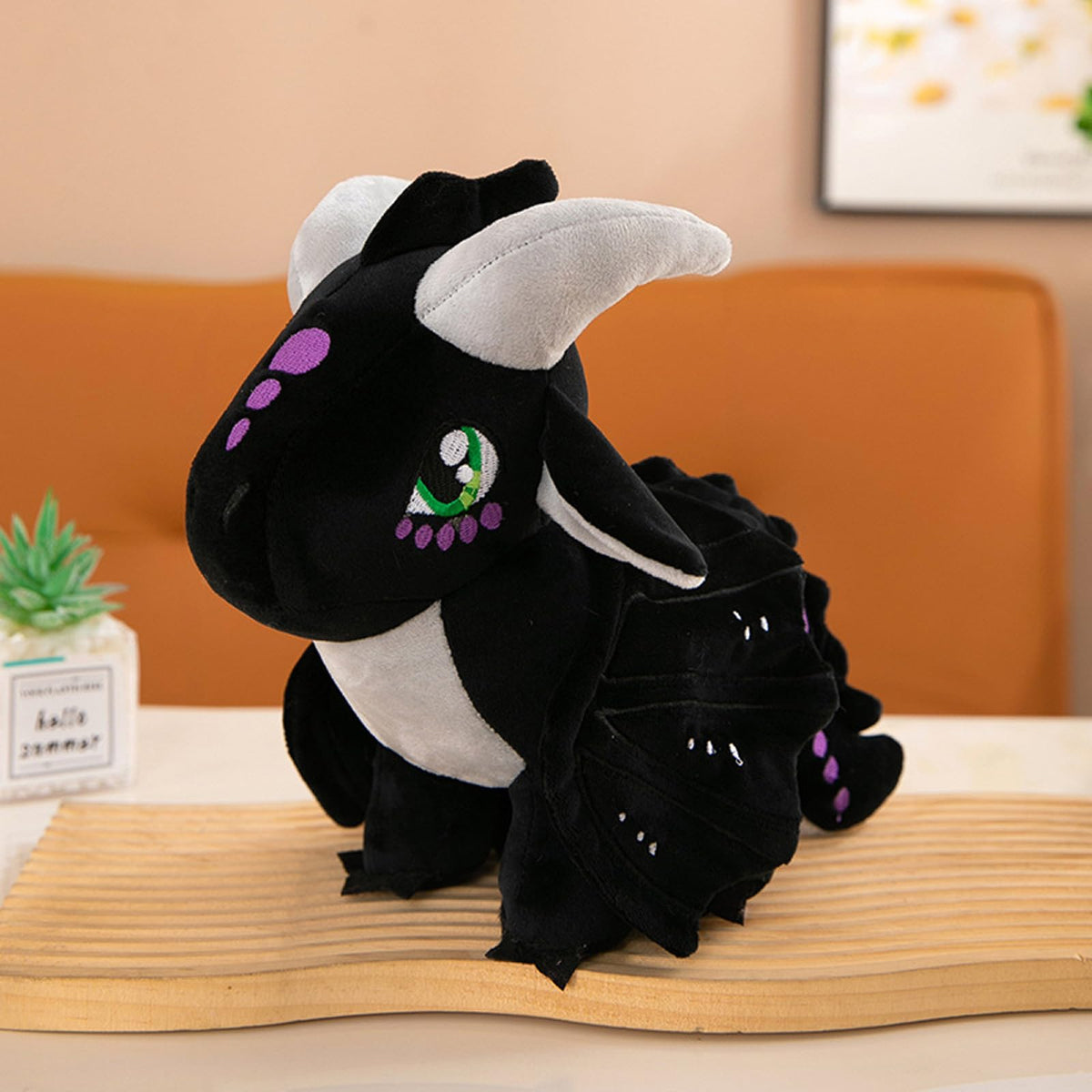 Soft Plush Wings Dragon Stuffed Animals Toy Pillow Doll, 12" Pterosaur Flying Black Dragon Plushie Toys Best Birthday Christmas Anniversary Fiesta Party Festival Gifts for Adults Kids Baby Boys Toys