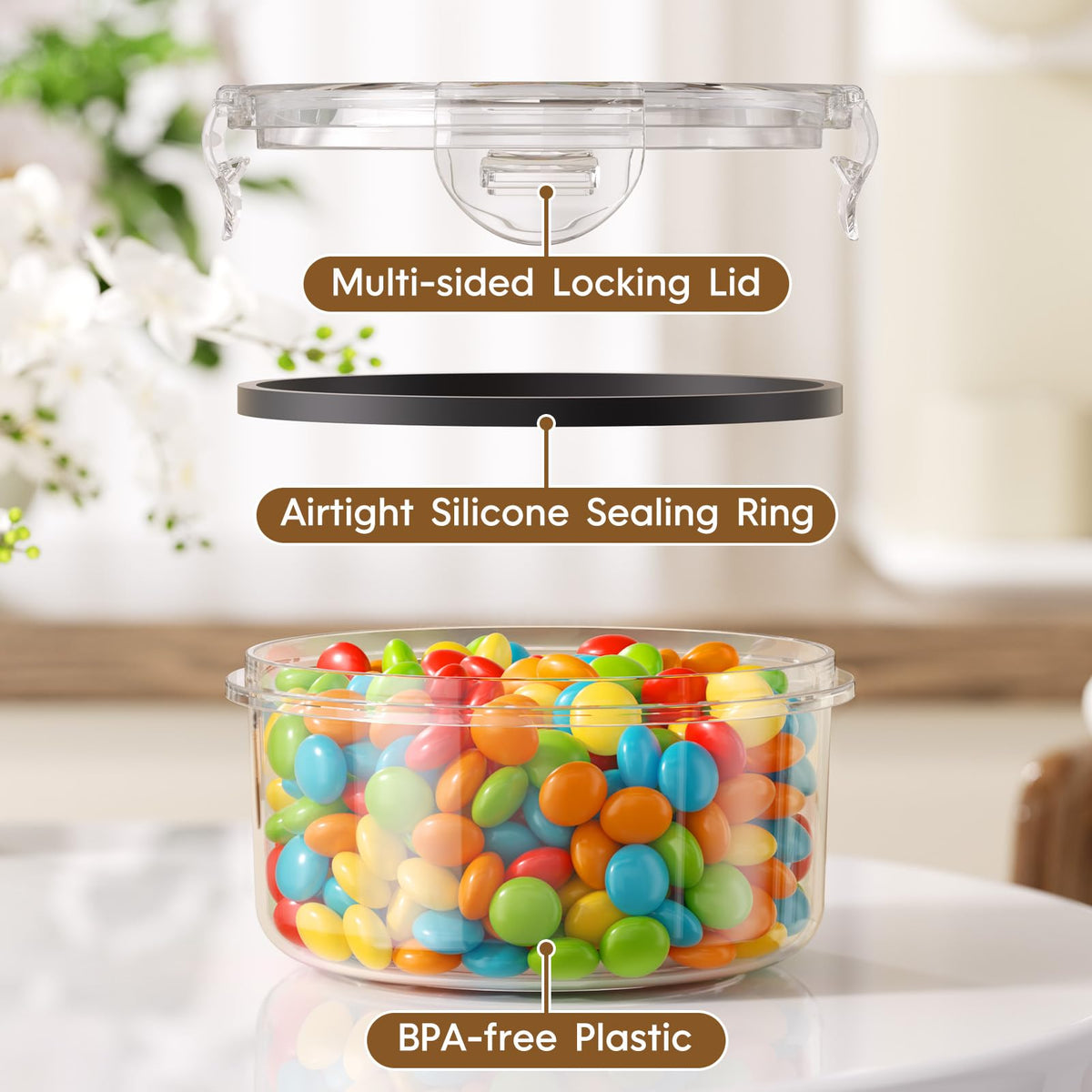 KEMETHY 50 PCS Large Food Storage Containers with Lids, BPA-Free, Airtight