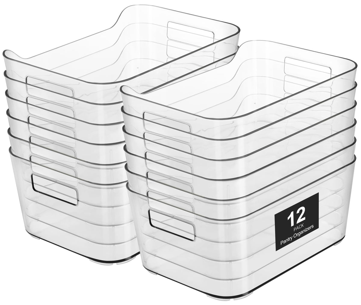Heyuzb Pantry Organizers Storage, Clear Storage Organizer Bins 12 PACK