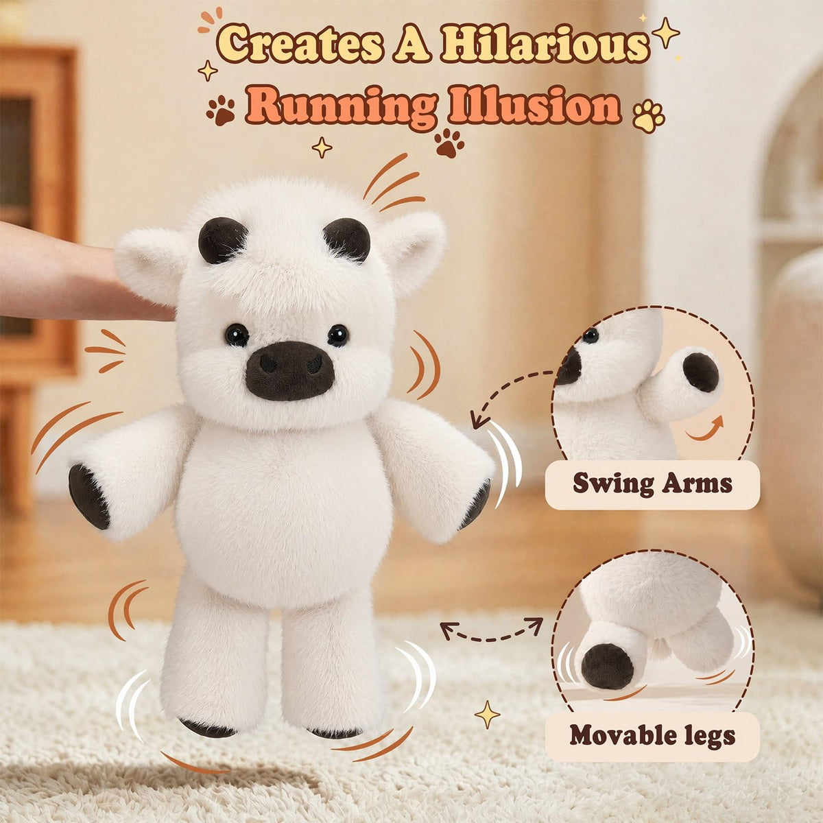 Running Plushies Highland Cow, 16.5"Adorable Stuffed Animals Gifts, White