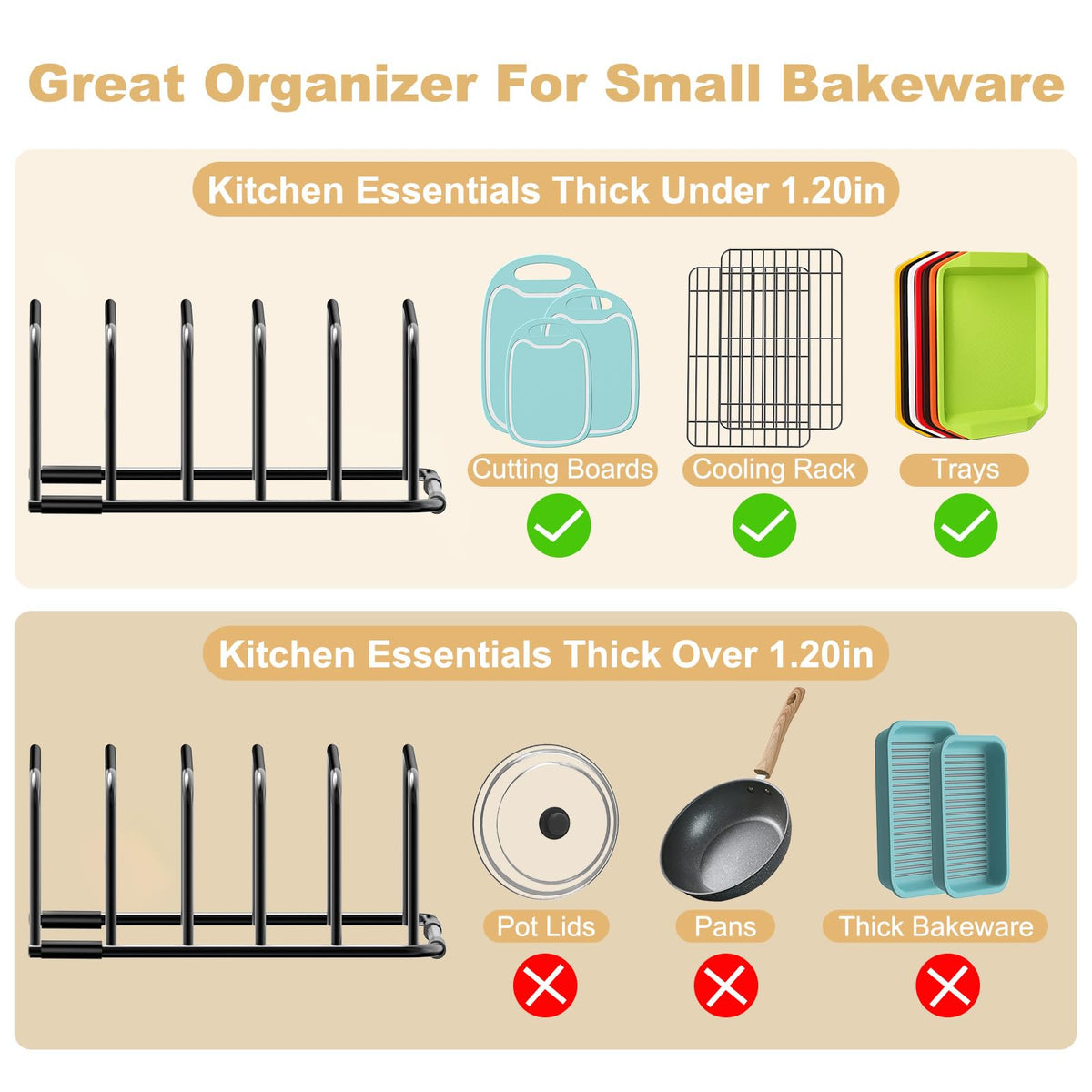 Fikoksol Cutting Board Organizer Storage, Baking Sheet Rack under Cabinet