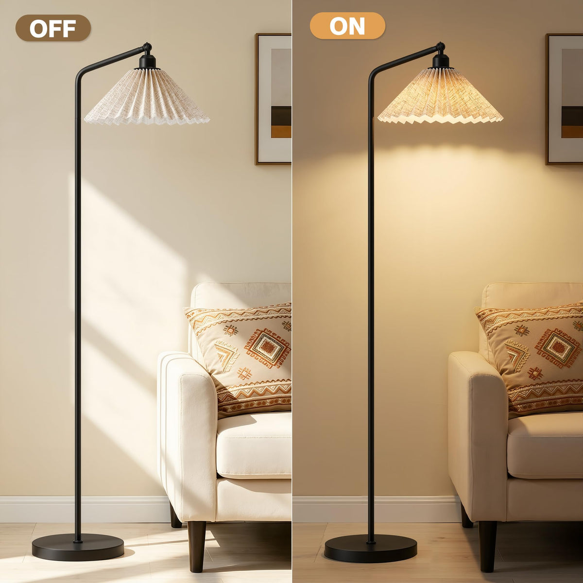 Floor Lamps for Living Room & Bedroom, 63" Modern Tall Standing Lamp, 3CCT