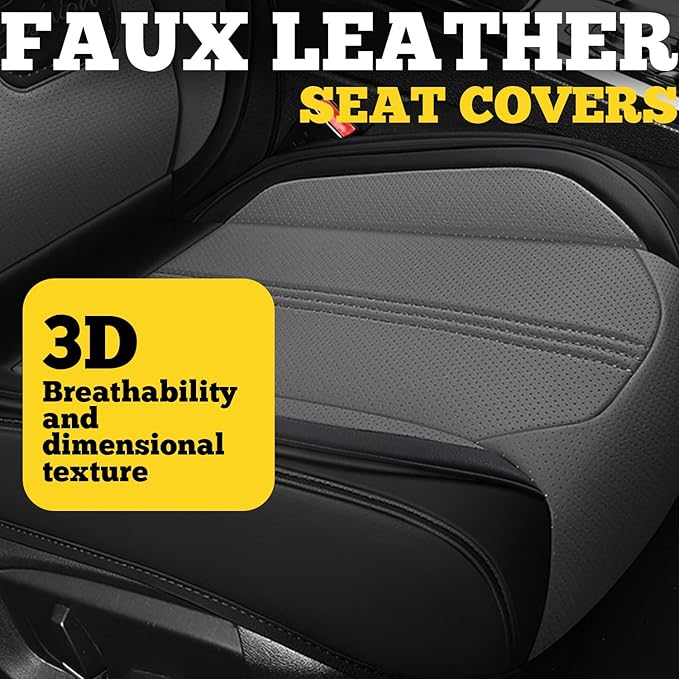 LINGVIDO Car Seat Covers Full Set (5 Seats) - Premium Perforated Nappa Leather, Waterproof Shield, Omni-Adapt Fit SUVs Sedans, Ultimate Family & Pet Protection