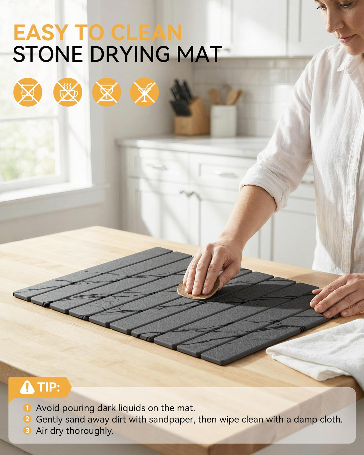 Yofidra Stone Dish Drying Mat for Kitchen Counter, Quick Dry Absorbent