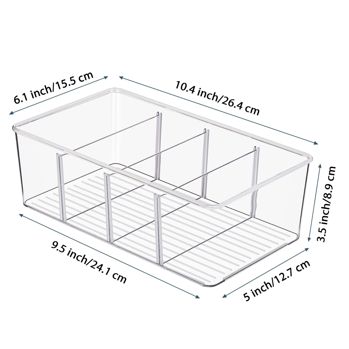 Vtopmart 8 Pack Food Storage Organizer Bins, Clear Plastic, 4 Compartments
