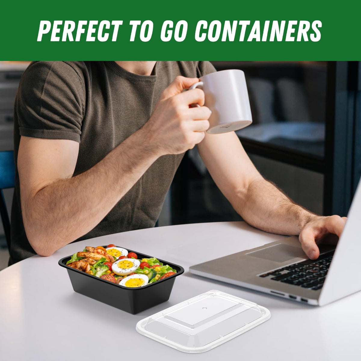 Dealusy 50 Pack (100-Piece) 24 oz Meal Prep Containers Reusable with Lids