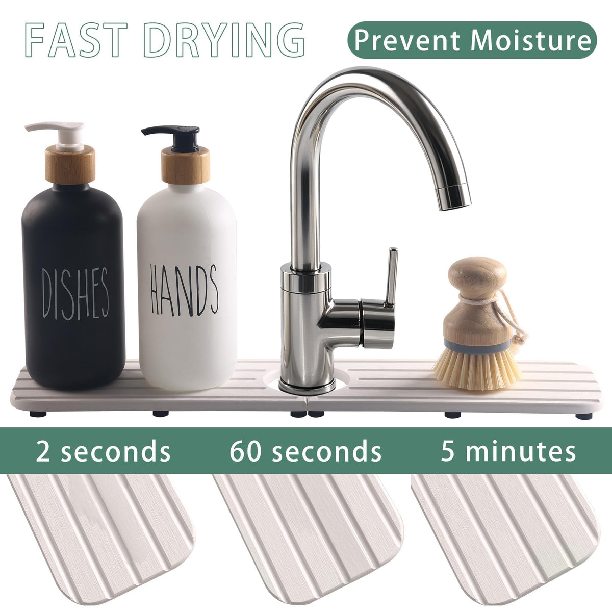 NiuYichee Faucet Mat for Kitchen Sink, Water Absorbing Diatomite Stone Tray