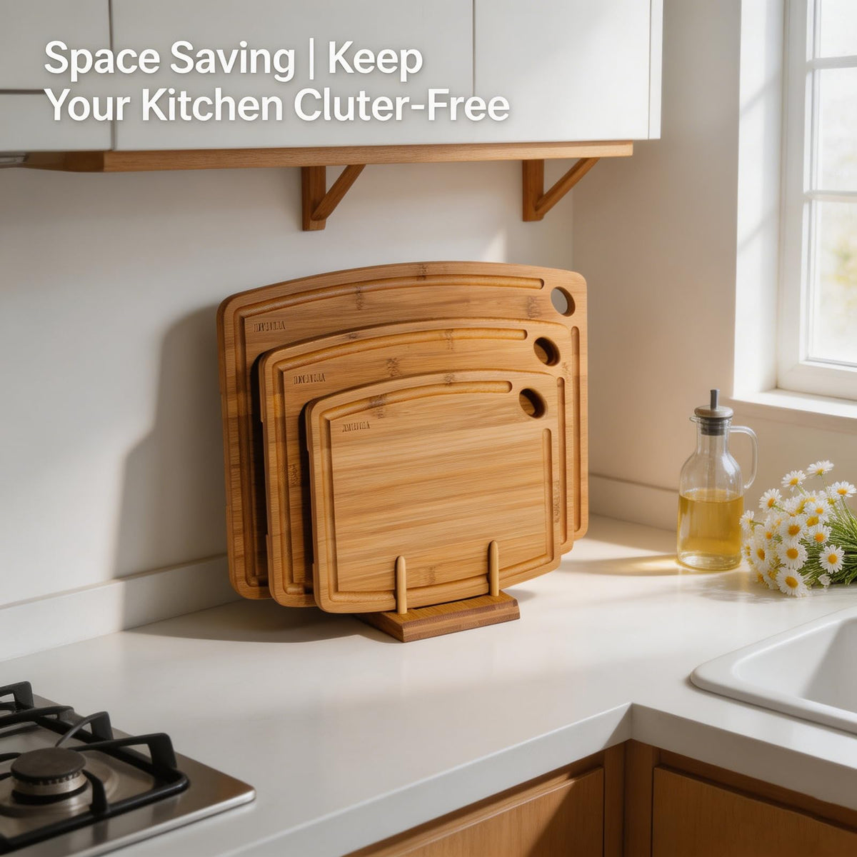 VITATAKU Bamboo Cutting Board Set, Wood Cutting Boards for Kitchen