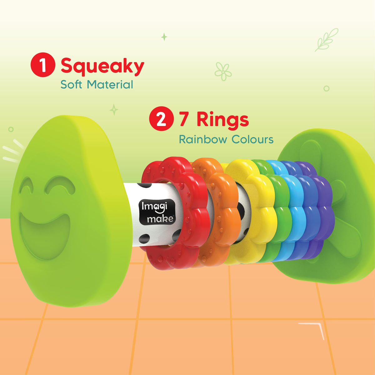 Imagimake Leaps & Bounds - Tummy Time Roller, Sensory Toy, Ages 3 Months+
