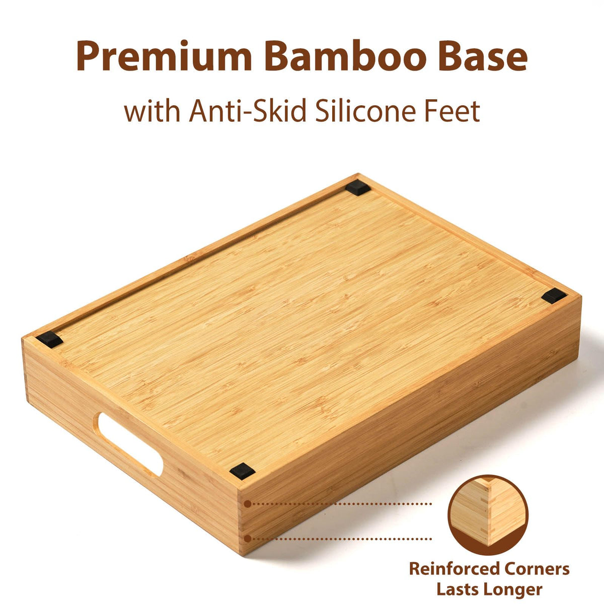 Umilife Large Bamboo Food Container Lid Organizer for Kitchen Cabinet