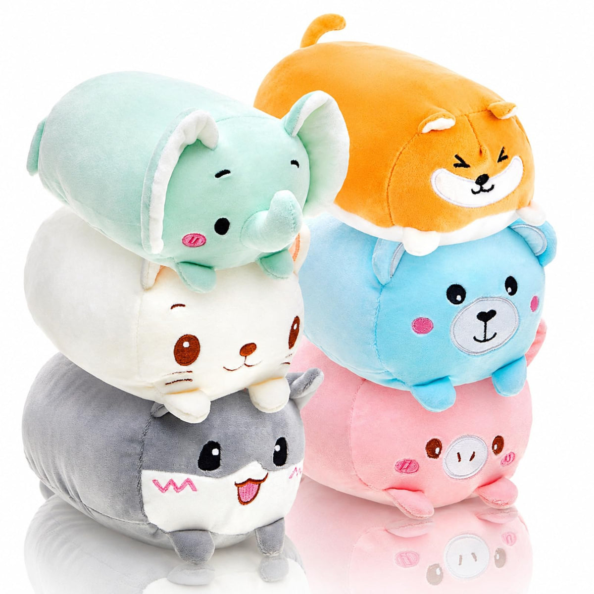 6 Pcs Stuffed Animals Plushies Bulk 8"Cute Plush Toys, 6 Cute Animal