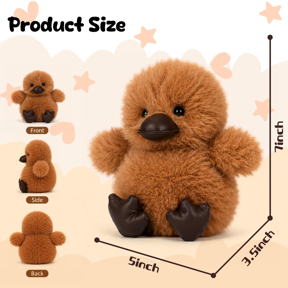 Mushymallow Duck Stuffed Animal Soft Plush Toy Cute Decoration Gifts,Brown
