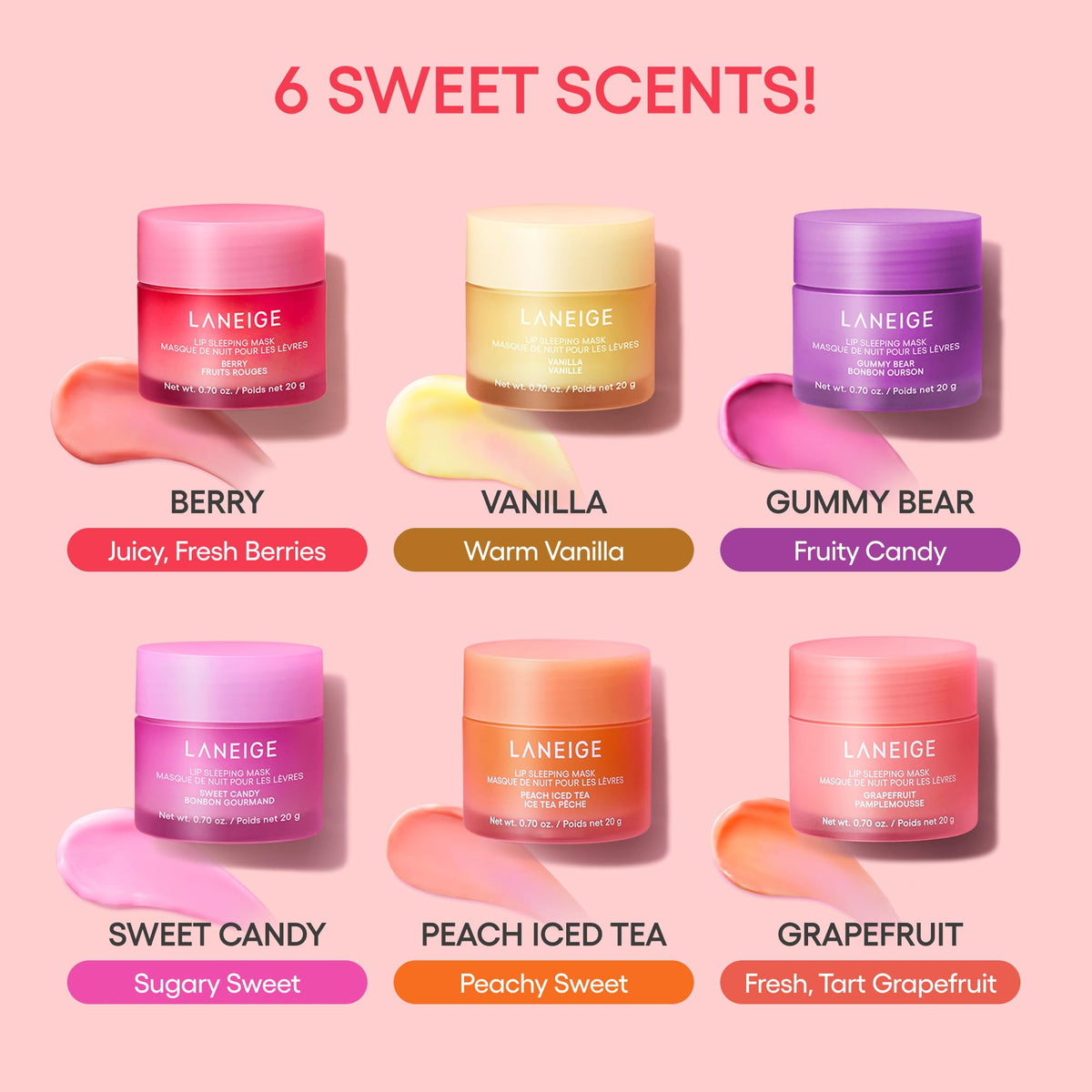 LANEIGE Lip Sleeping Mask: Hydrating & Nourishing Korean Overnight Lip Treatment Mask with Shea Butter, Vitamin C & Murumuru, Antioxidants For Flaky, Dry Lips | Korean Skin Care, Sweet Candy