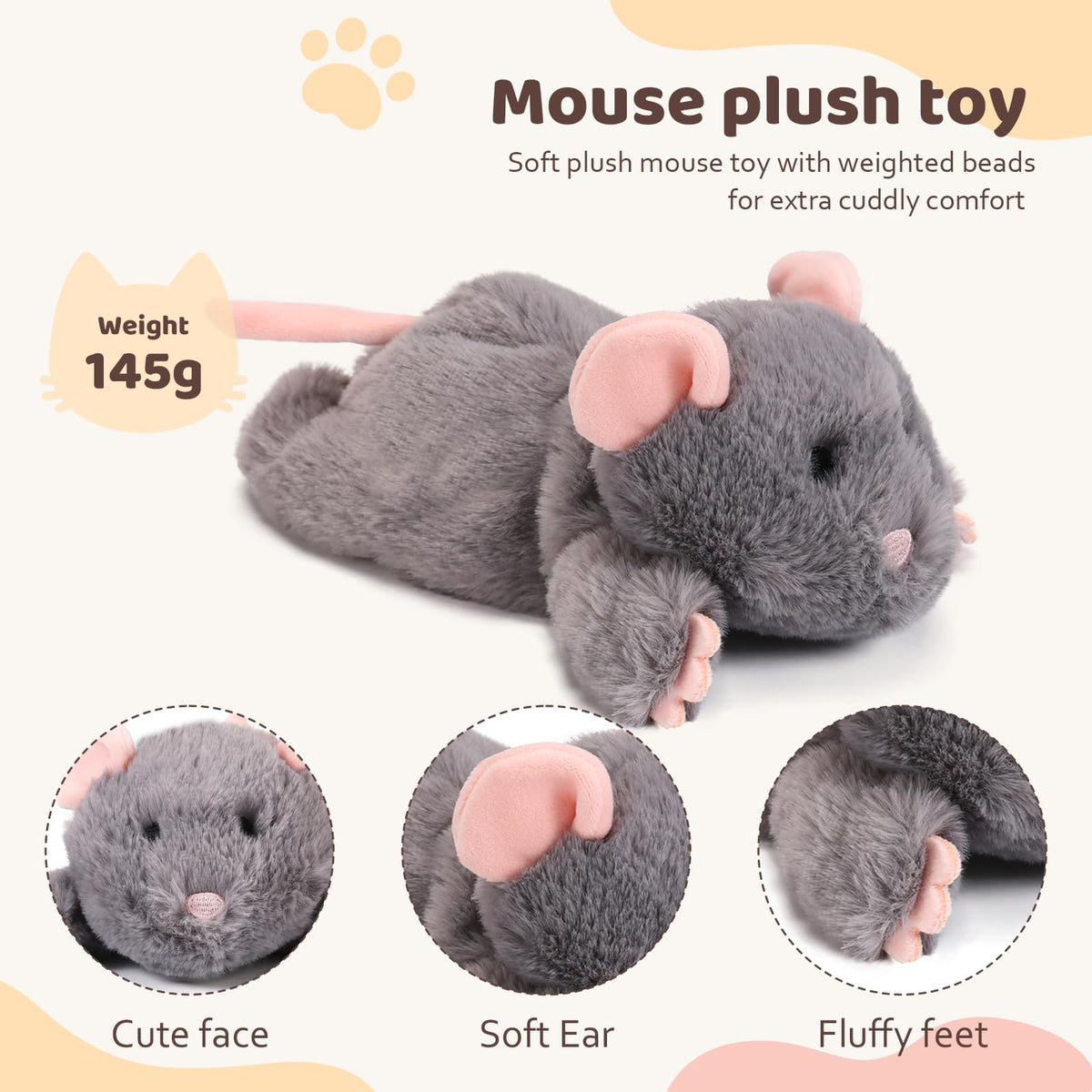 Cute Mouse Stuffed Animal Soft Mouse Plush Toy Birthday Gifts for Kids