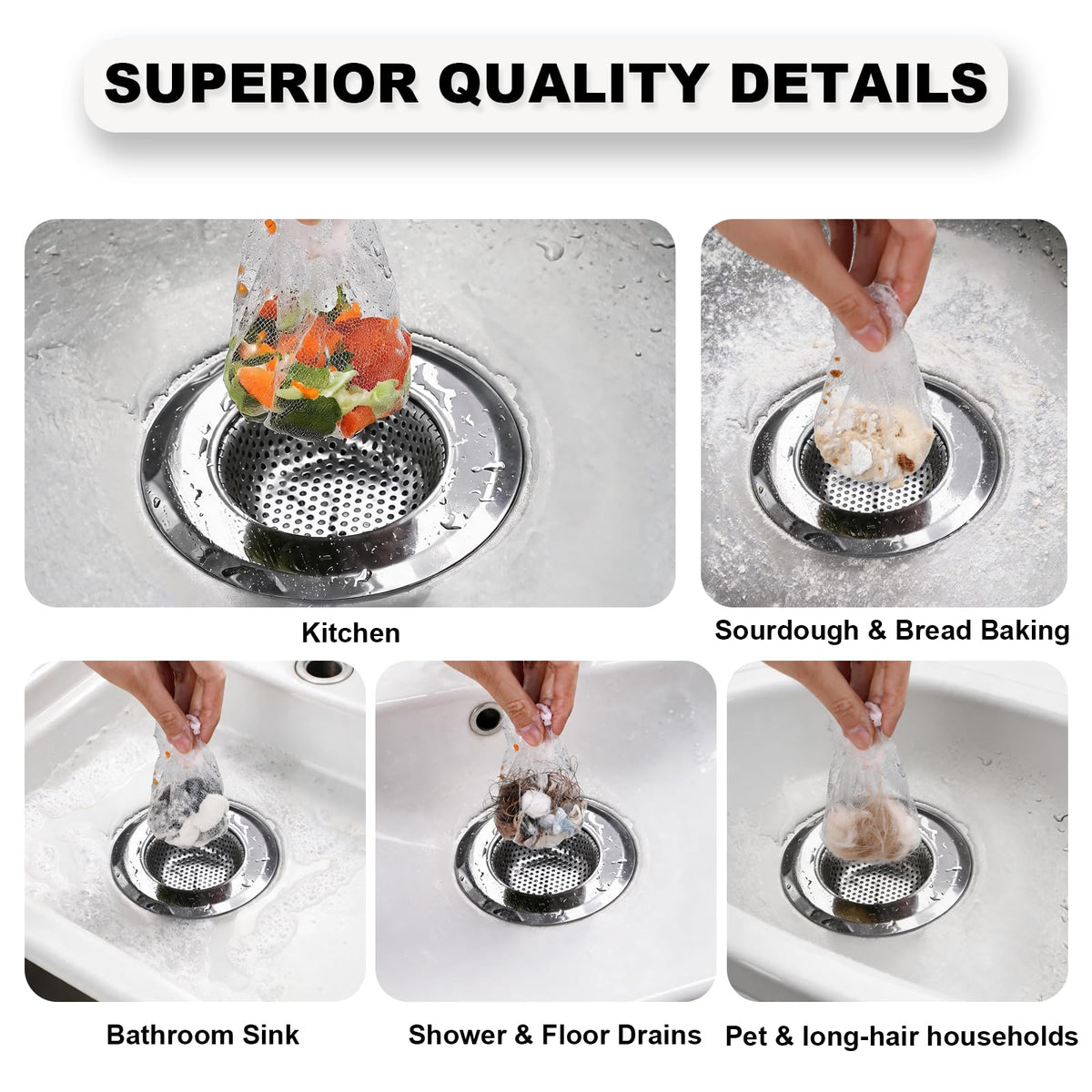WYIRONG 250 Pack Disposable Drain Covers, Disposable Mesh Sink Strainer Pouches for Sourdough, One Use Sourdough Drain Catcher Mesh Cover Nets for Kitchen Sink, Strainer Pouches Kitchen and Bathroom