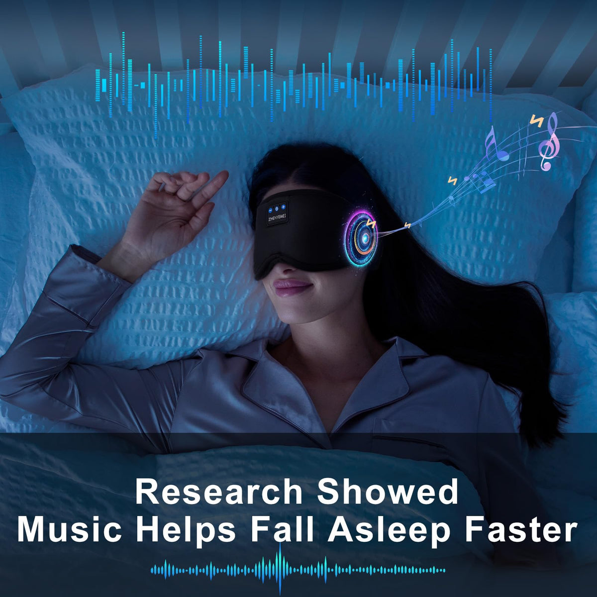 Sleep Mask with Bluetooth 5.4 Headphones - Blackout Sleeping Mask Side Sleeper Eye Masks Earphone Rechargeable Headband Wiless Music Ear Muffs Portable Travel Essentials Gift for Women Men Mom