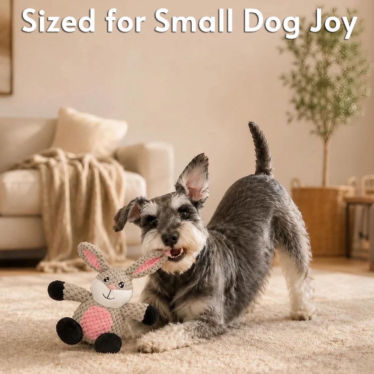 Glory To Dog Barnyard Rabbit Plush Toy for Small Dogs and Puppies